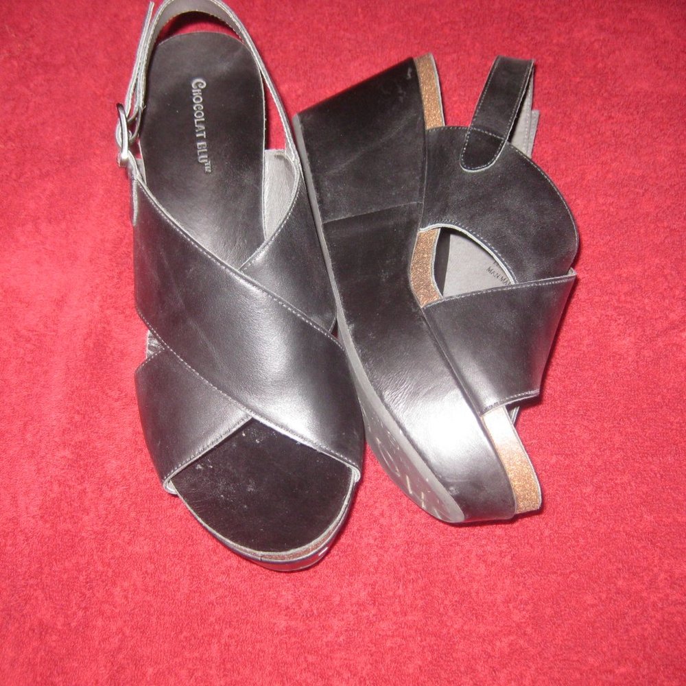 Chocolat Blu Black Size 10 Wedge Shoes